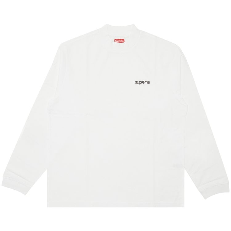 بلوزة Supreme Mock Neck بأكمام طويلة "White"، باللون الأبيض