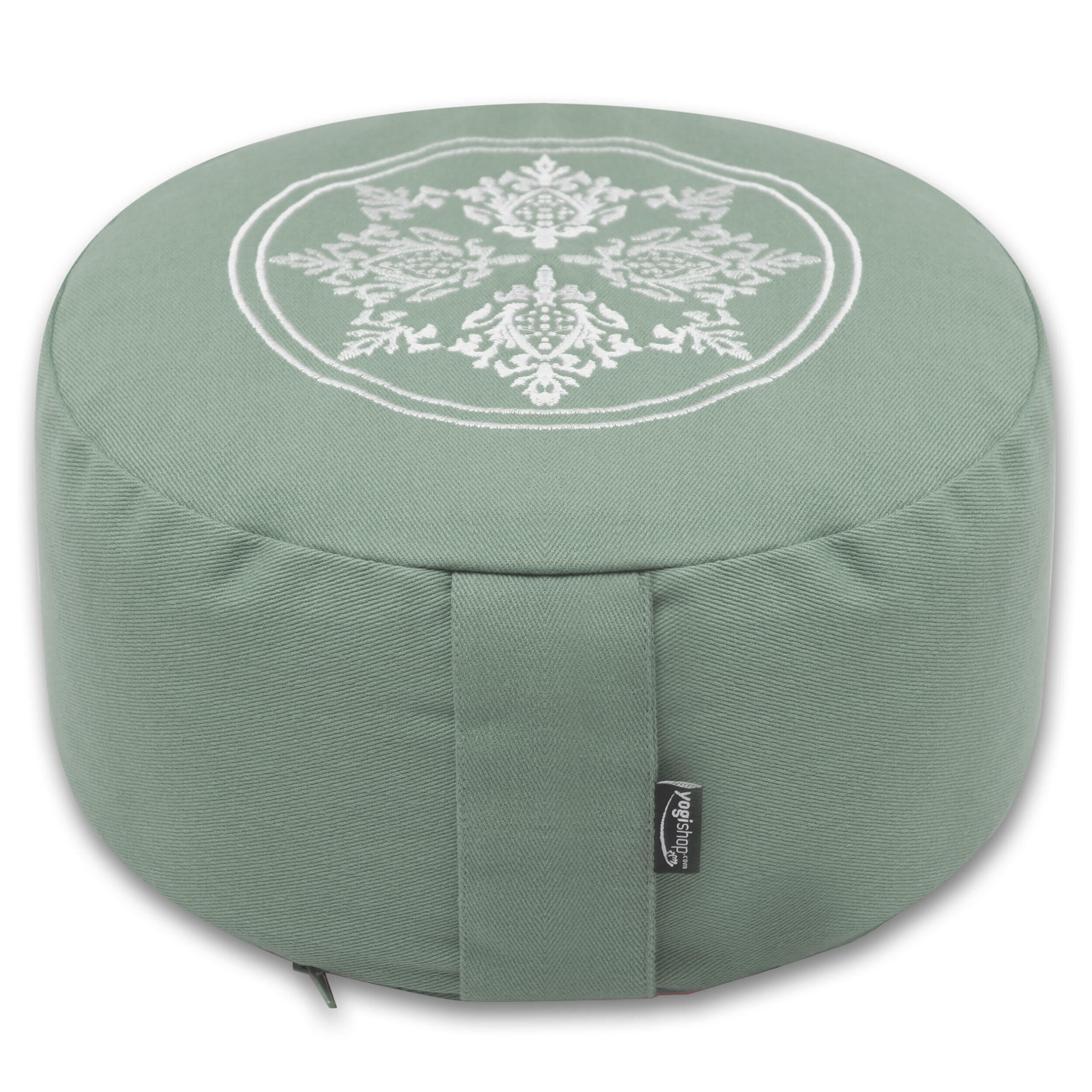 YOGISHOP  OM Round meditation pillow - organic cotton - ø 30cm x 15cm olive green