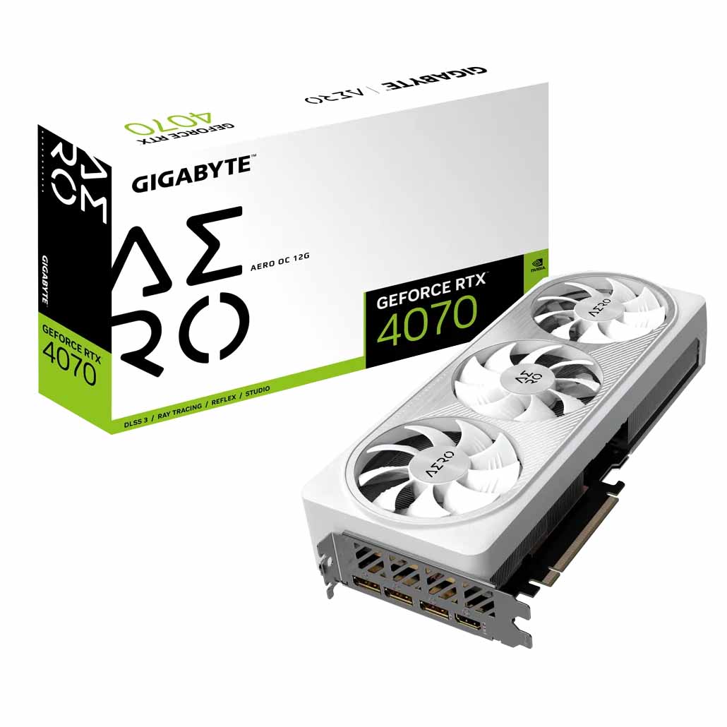 Video card Gigabyte GeForce RTX 4070 Aero OC 12GB, GV-N4070AERO OC-12GD, white