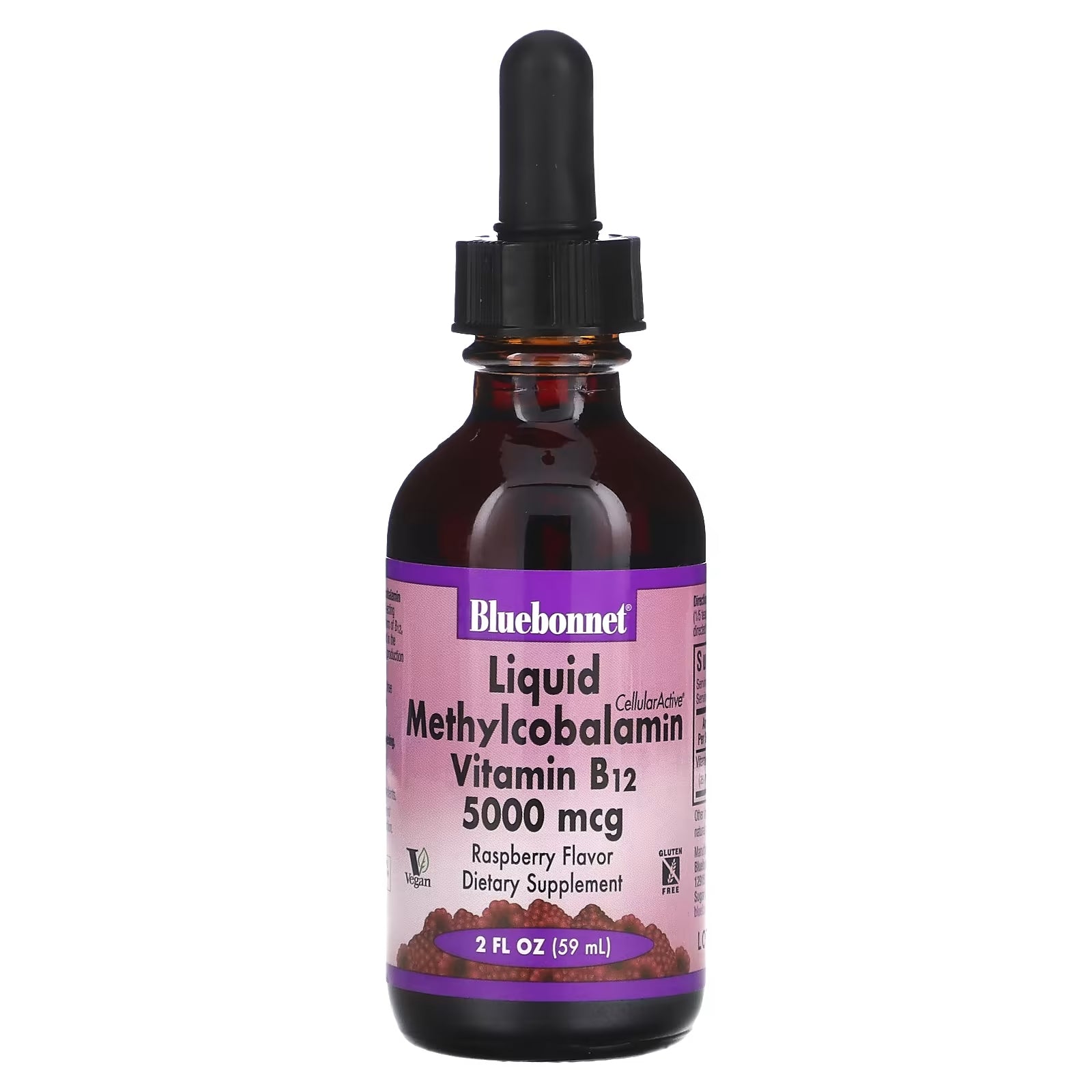 Bluebonnet Nutrition Liquid Methylcobalamin Vitamin B12 Natural Raspberry Flavor, 5000 mcg, 59 ml