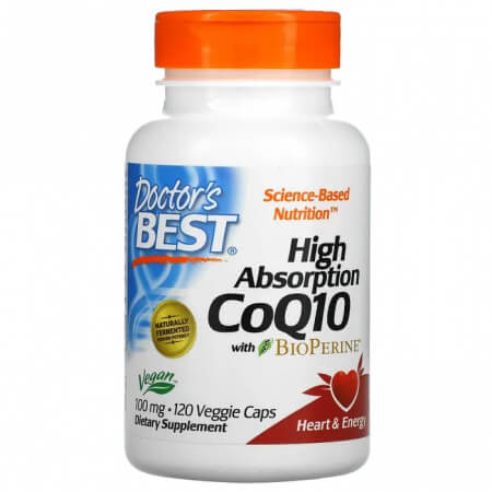 Highly absorbable CoQ10 with BioPerine, Doctor's Best, 100 mg 120 vegetable capsules