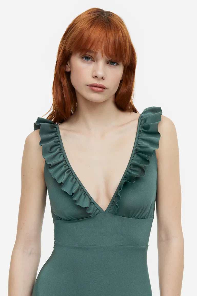 Swimsuit with soft cup H&M, khaki green