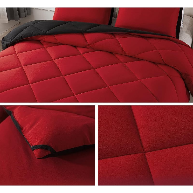 Decroom Twin 3-piece bedding set, red/black