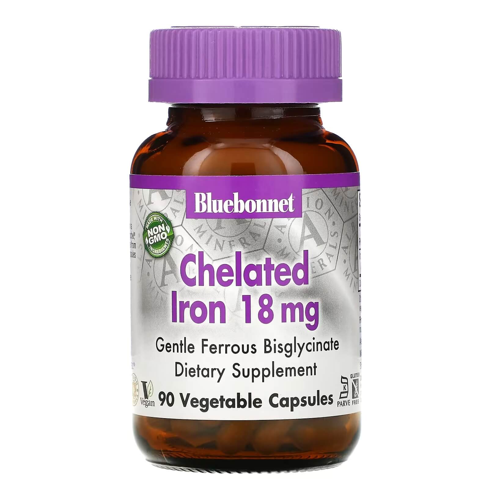 Bluebonnet Nutrition Chelated Iron 18 mg, 90 Capsules