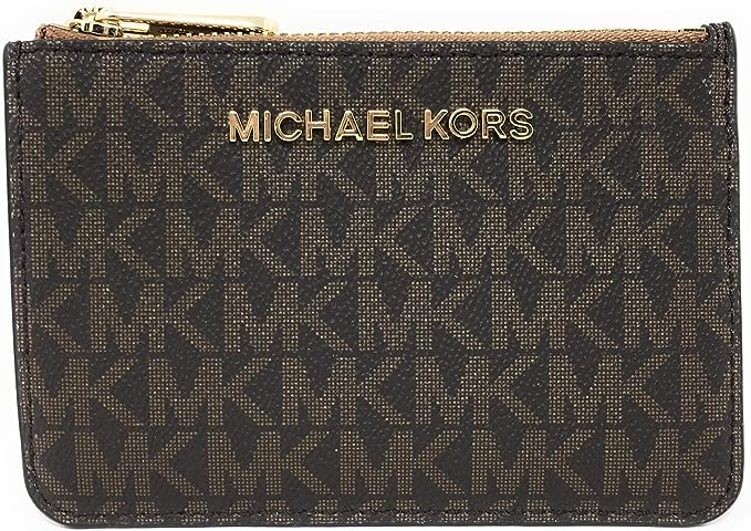 Michael Kors Jet Set Travel Small Top Zip Coin With ID Holder Wallet, Brown, Light Brown