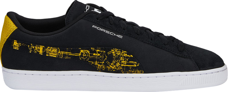 حذاء رياضي Puma Porsche Legacy x Suede Black Lemon Chrome، أسود