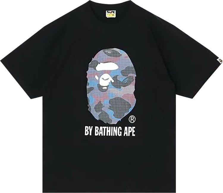 تي شيرت BAPE Grid Camo By Bathing Ape باللون الأسود/الأرجواني، أسود