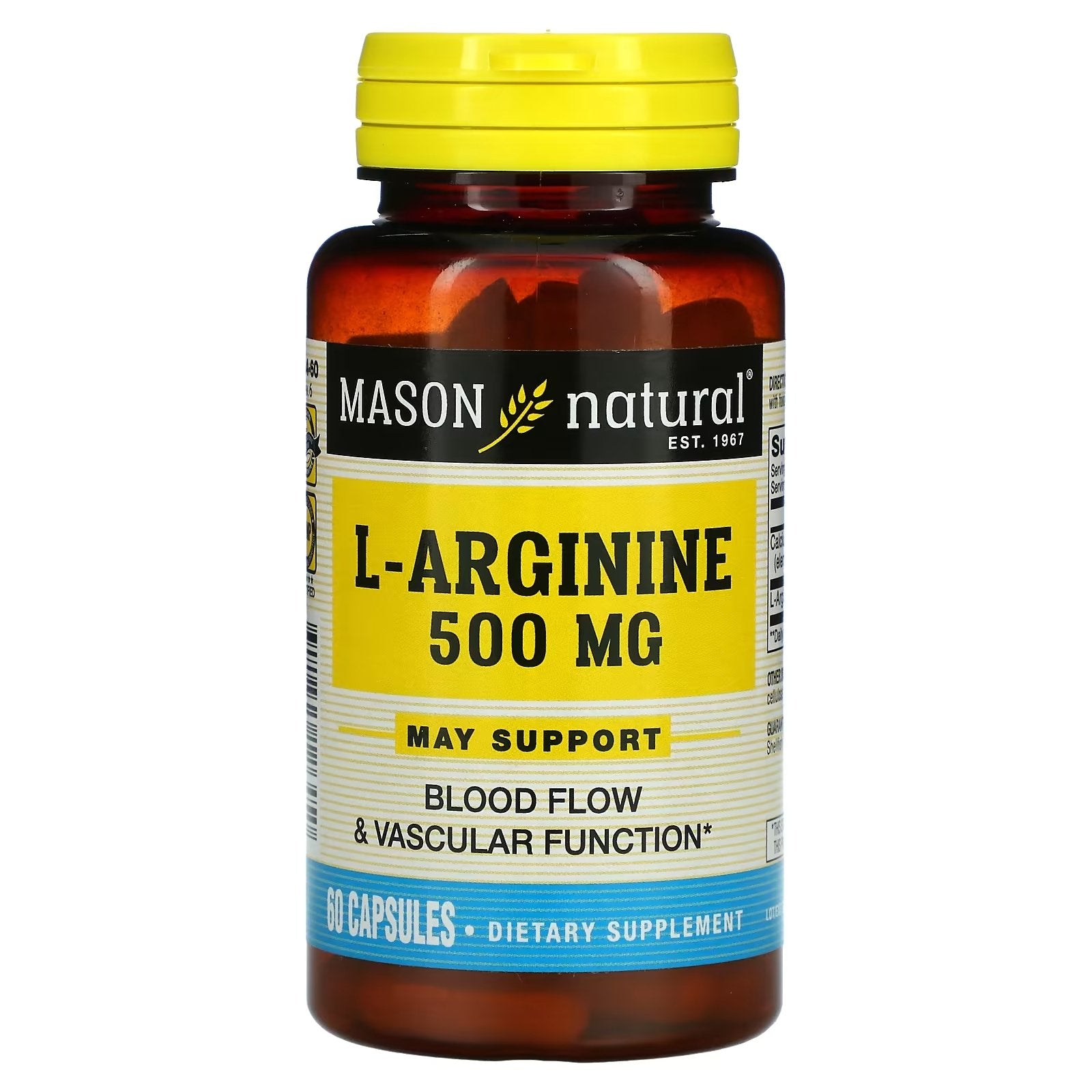 Mason Natural L-Arginine 500 mg, 60 capsules