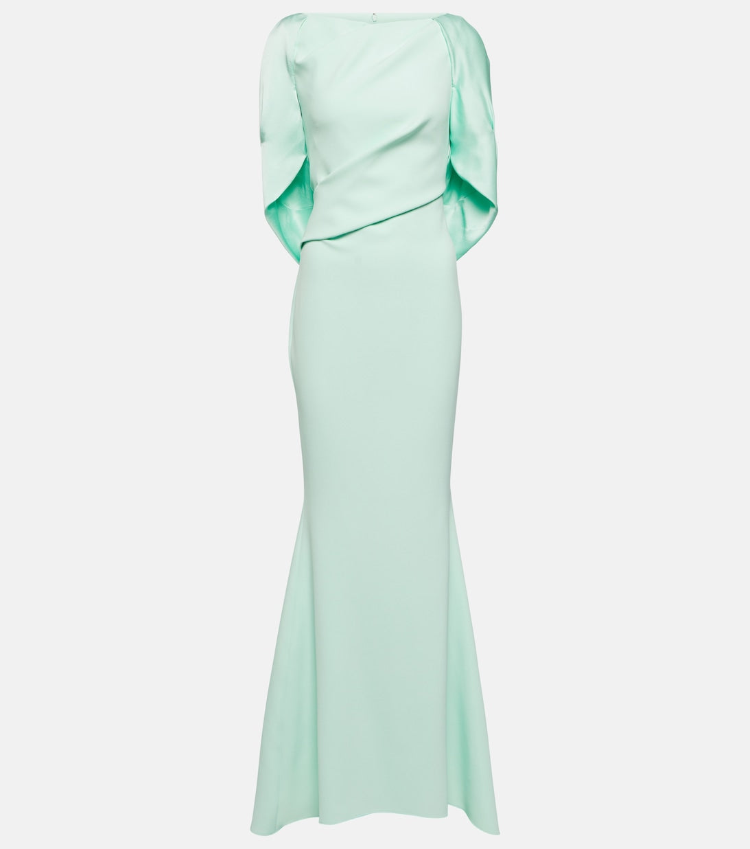 SAFIYAA crepe dress with cape, green