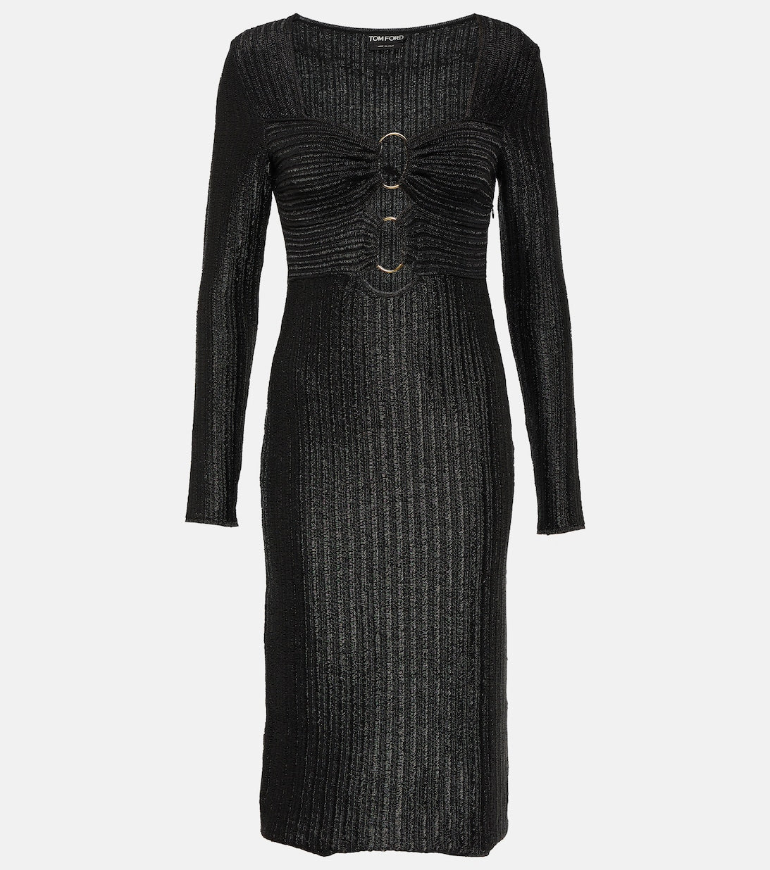 TOM FORD metallic cotton and wool midi dress, black