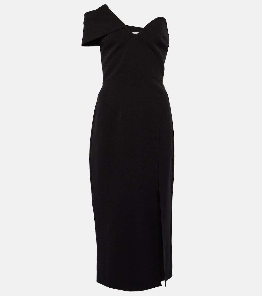 Safiyaa Asymmetrical Crepe Midi Dress, Black