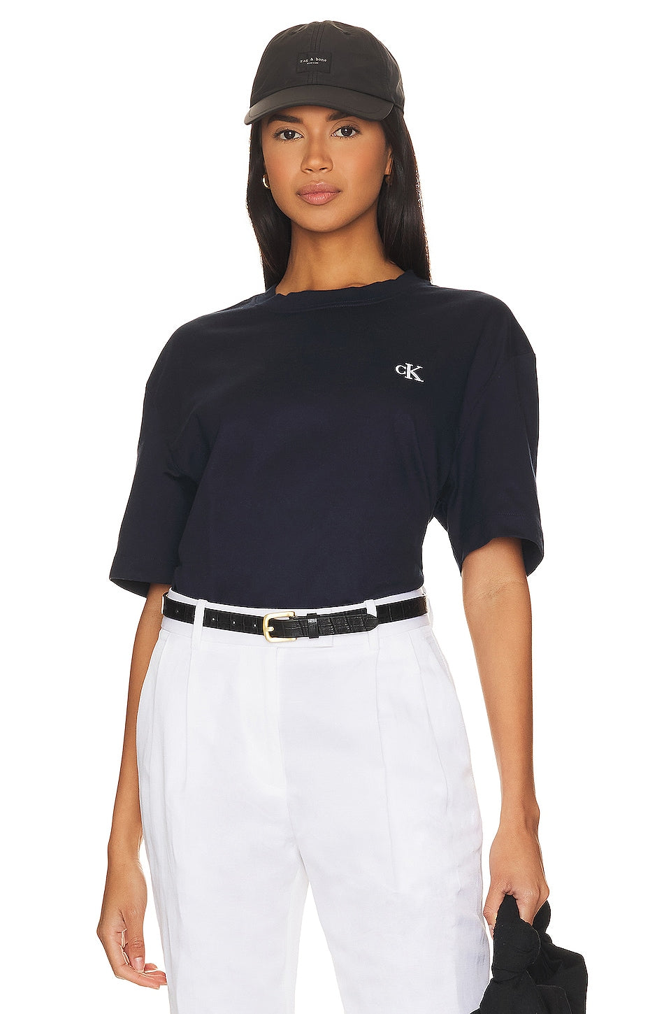 Calvin Klein Archive Logo Relaxed Short Sleeve T-Shirt in Dark Sapphire