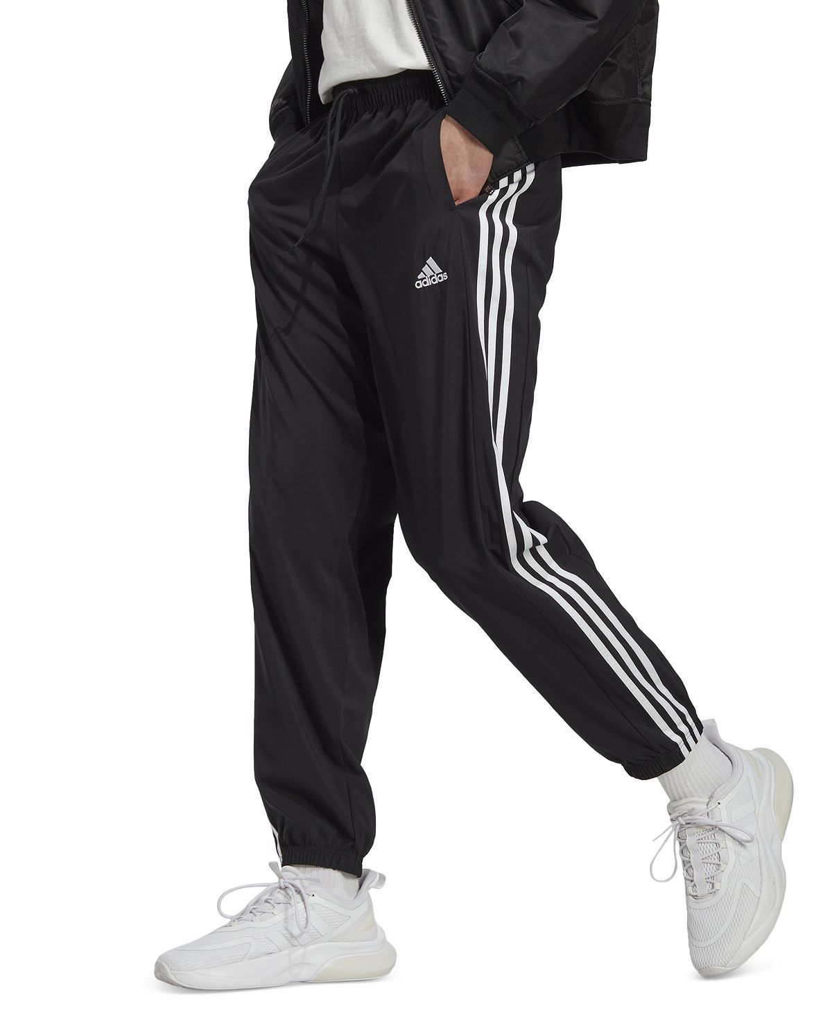 adidas Men's AEROREADY Essentials Woven 3 Stripe Sweatpants with Elastic Cuffs