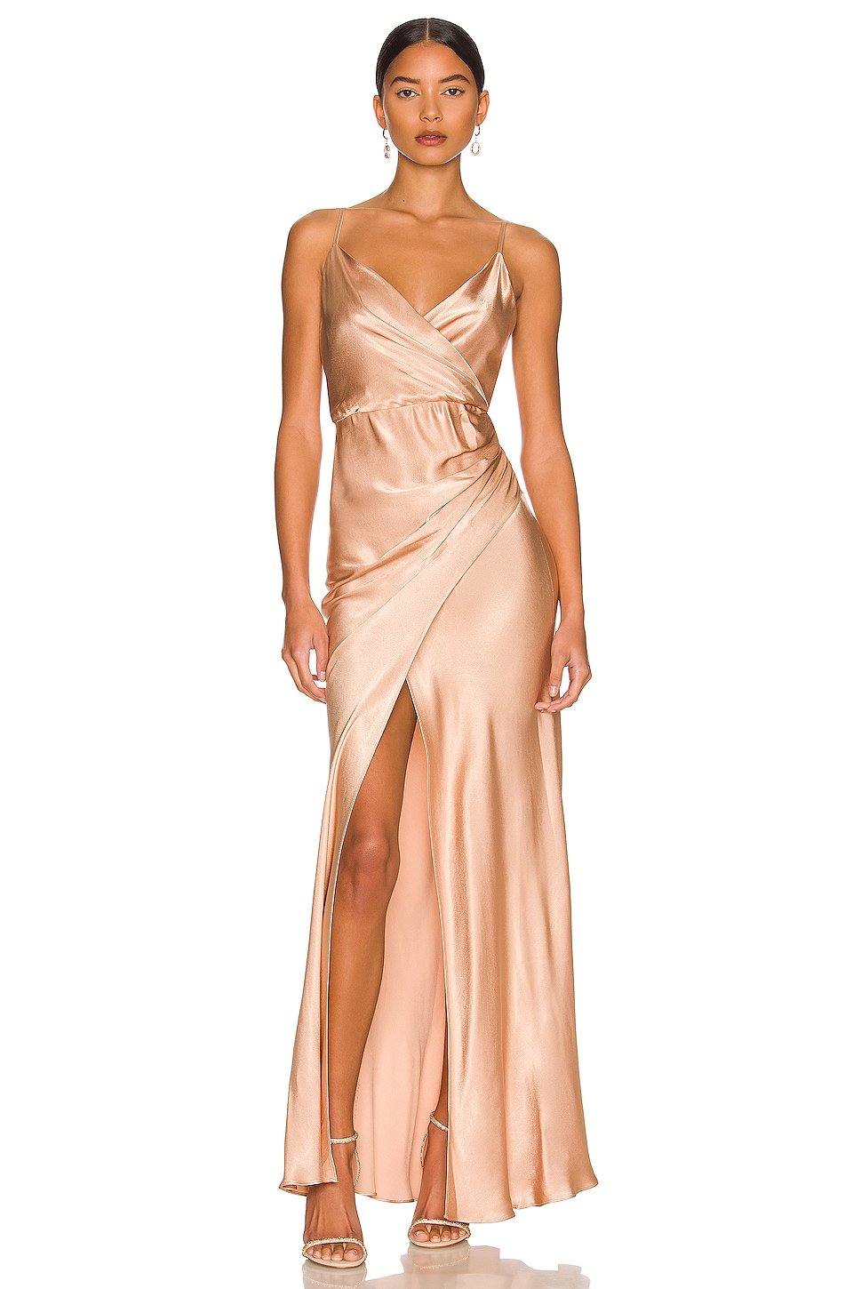 Shona Joy La Lune Cross Draped Maxi Dress in Desert Rose