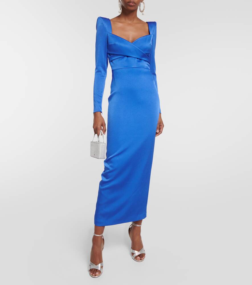 Sweetheart ALEX PERRY satin midi dress, blue