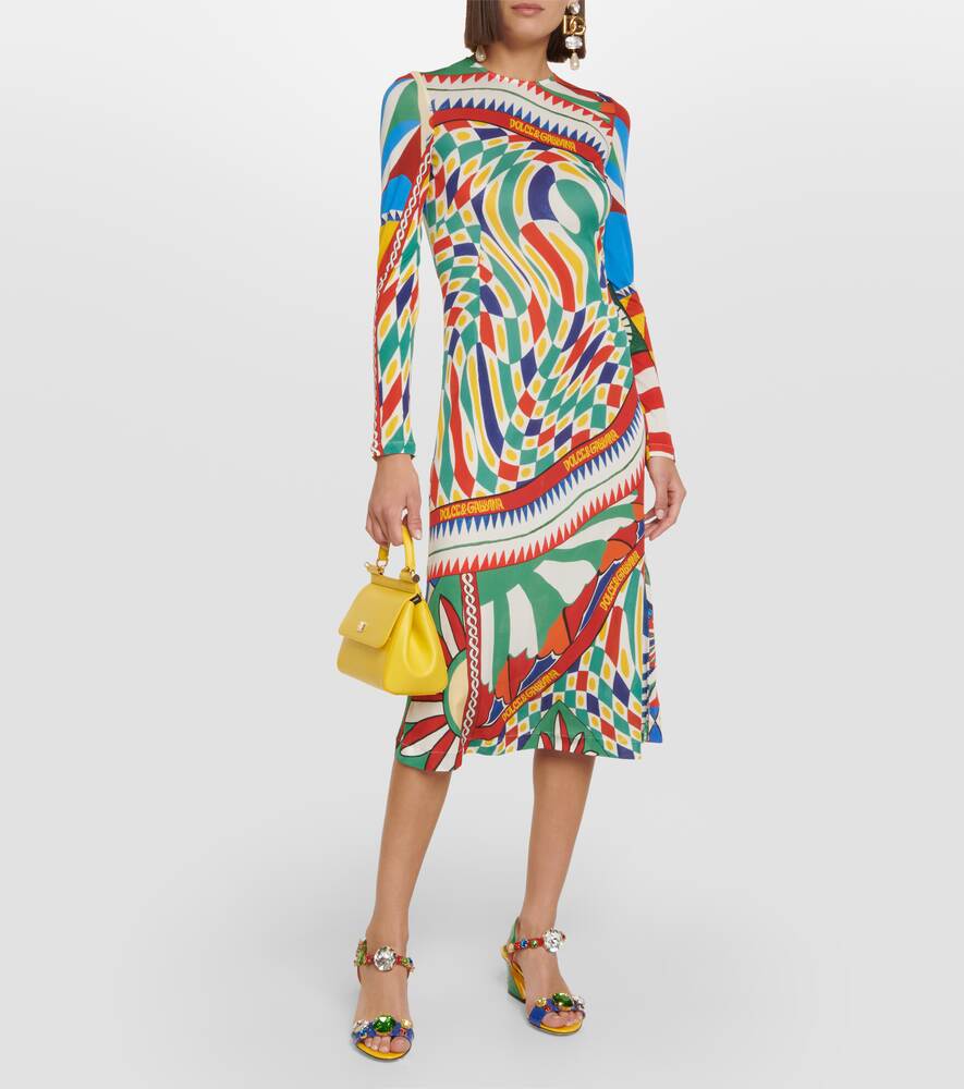 Organza midi dress with Carretto DOLCE&GABBANA print, multicolor