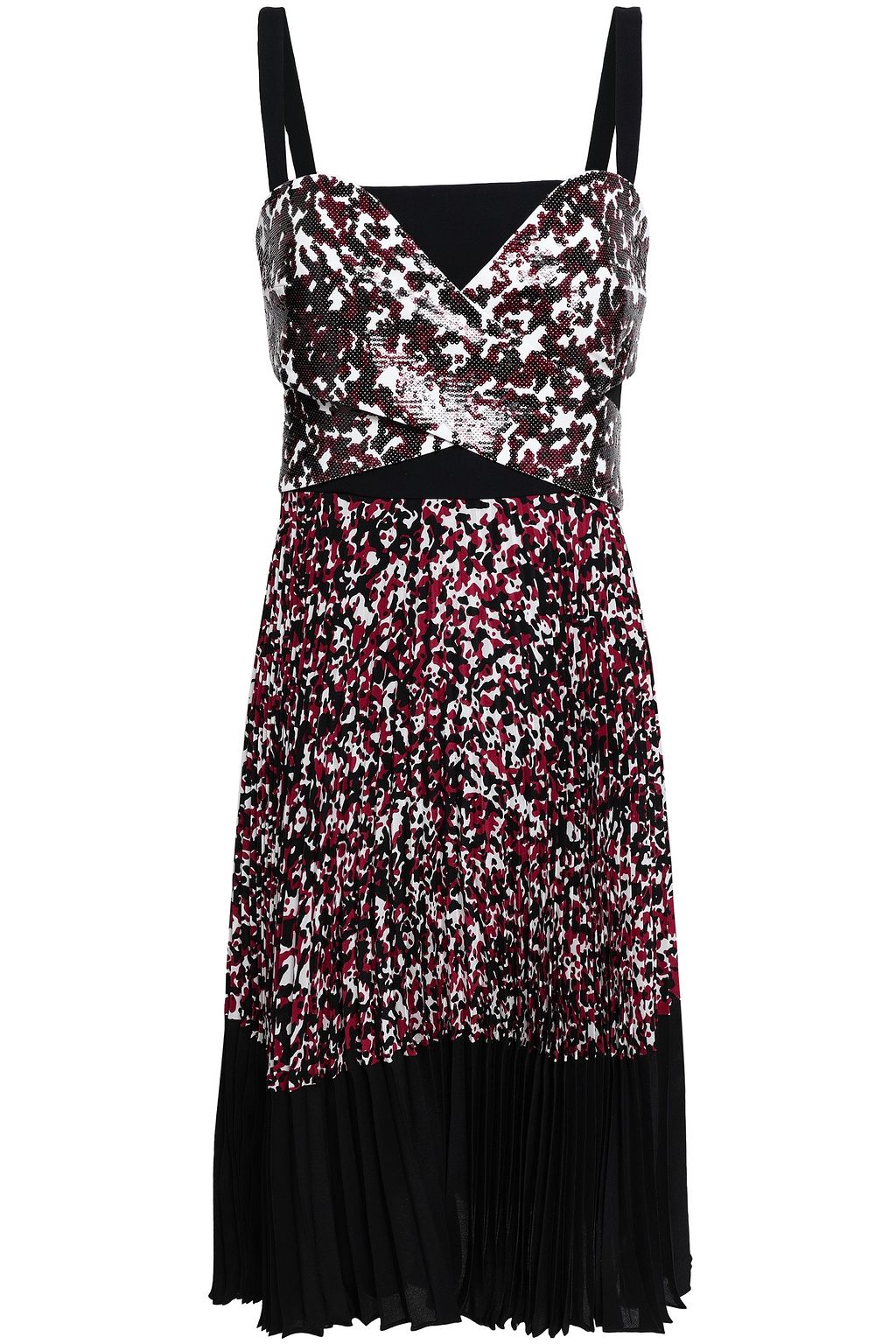 Silk crepe de Chine dress with print and sequins ROBERTO CAVALLI, black