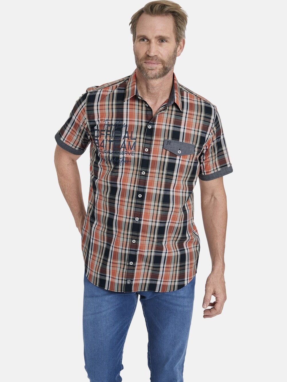 Comfortable button-down shirt Jan Vanderstorm Pieter, red