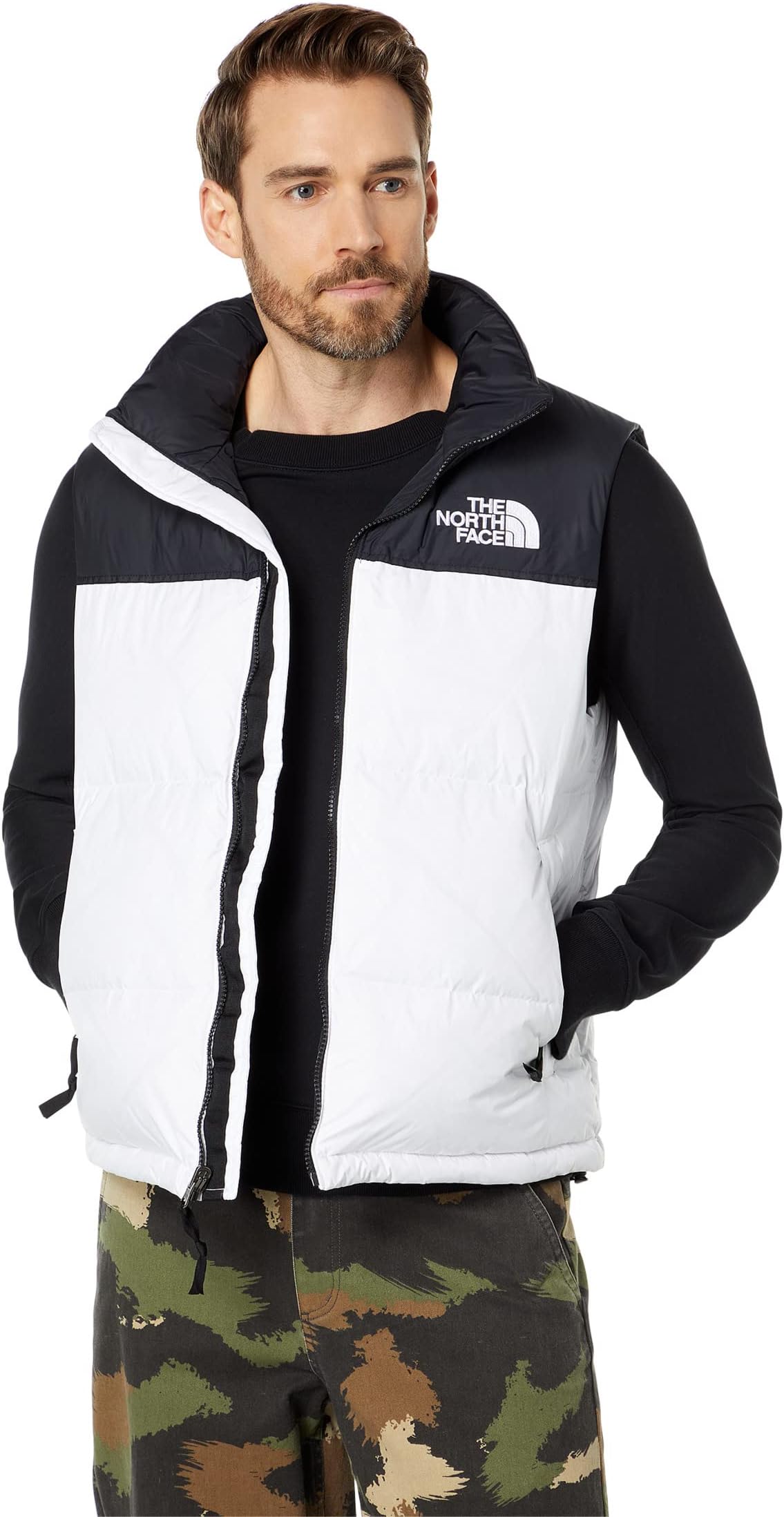 سترة The North Face Retro 1996 Nuptse باللونين الأبيض/الأسود من TNF