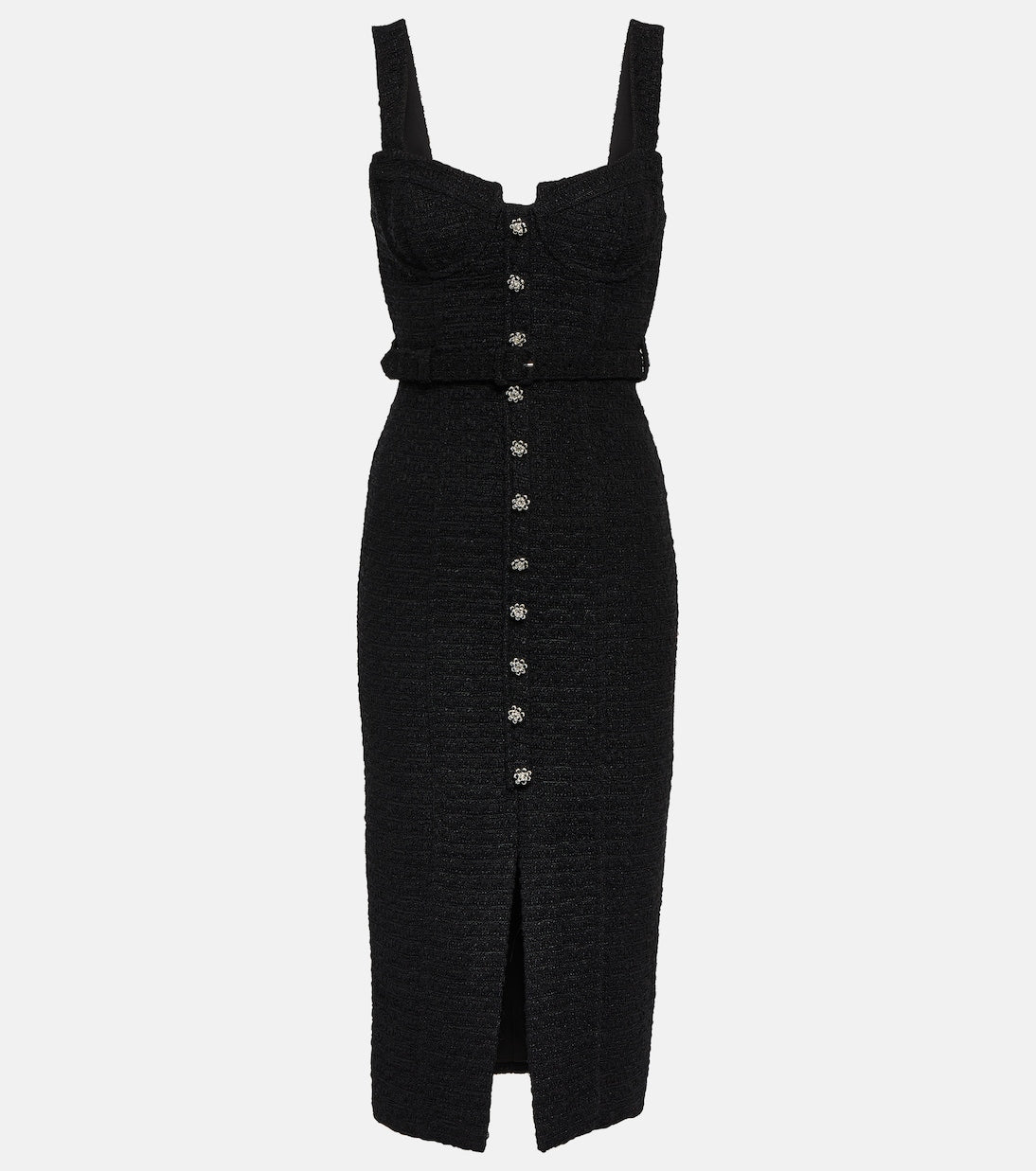 Self-Portrait bouclé midi dress, black