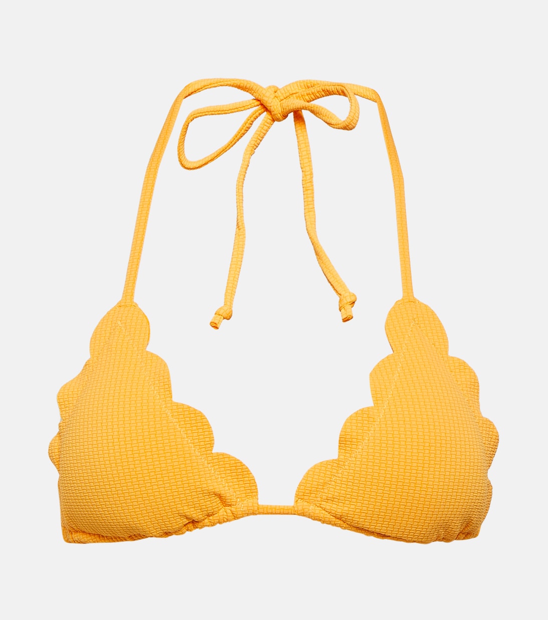 Broadway bikini top with scallops and Marysia triangle cups, orange