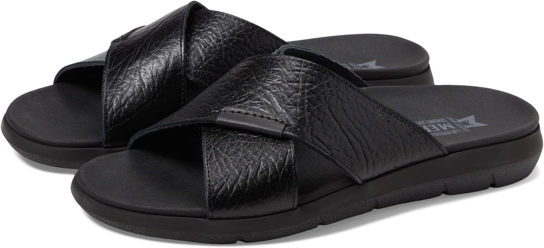 Conrad Mephisto Flat Sandals in Black Buffalo/Randy