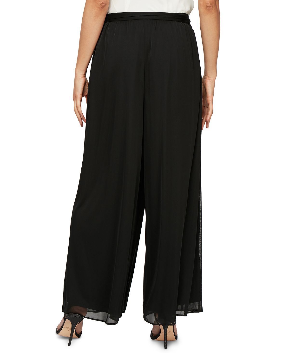 Alex Evenings Wide Leg Pants with Belt, Regular and Petite, Black