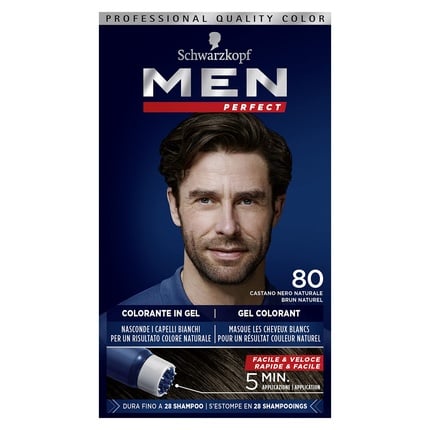 Men's perfect gel hair dye without ammonia N80 Natural Black Brown , Testanera