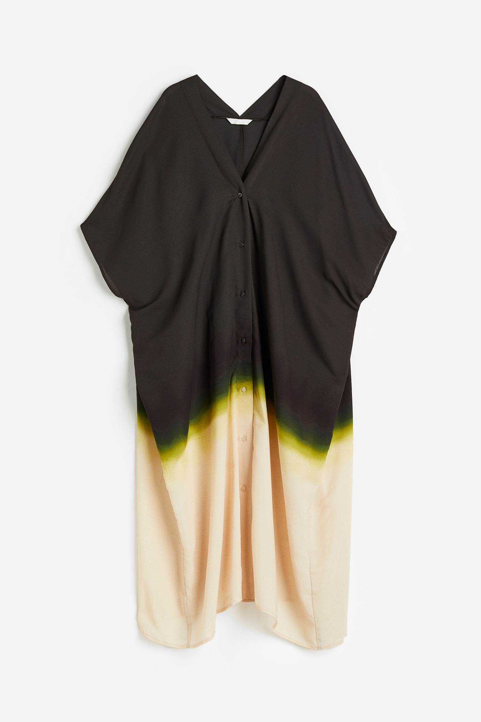 H&M Oversized Kaftan Dress, black/light beige