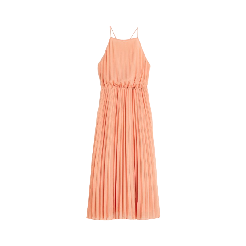 H&M Pleated dress, light orange