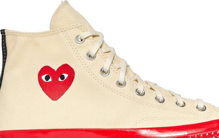 حذاء رياضي Converse Comme des Garçons Play x Chuck 70 High Pristine Red، كريمي