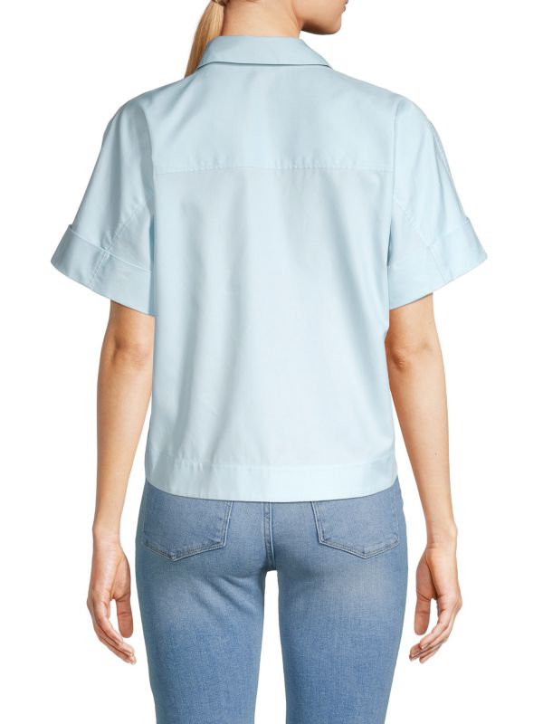 Theory Short Sleeve Button Down Shirt, Light Blue