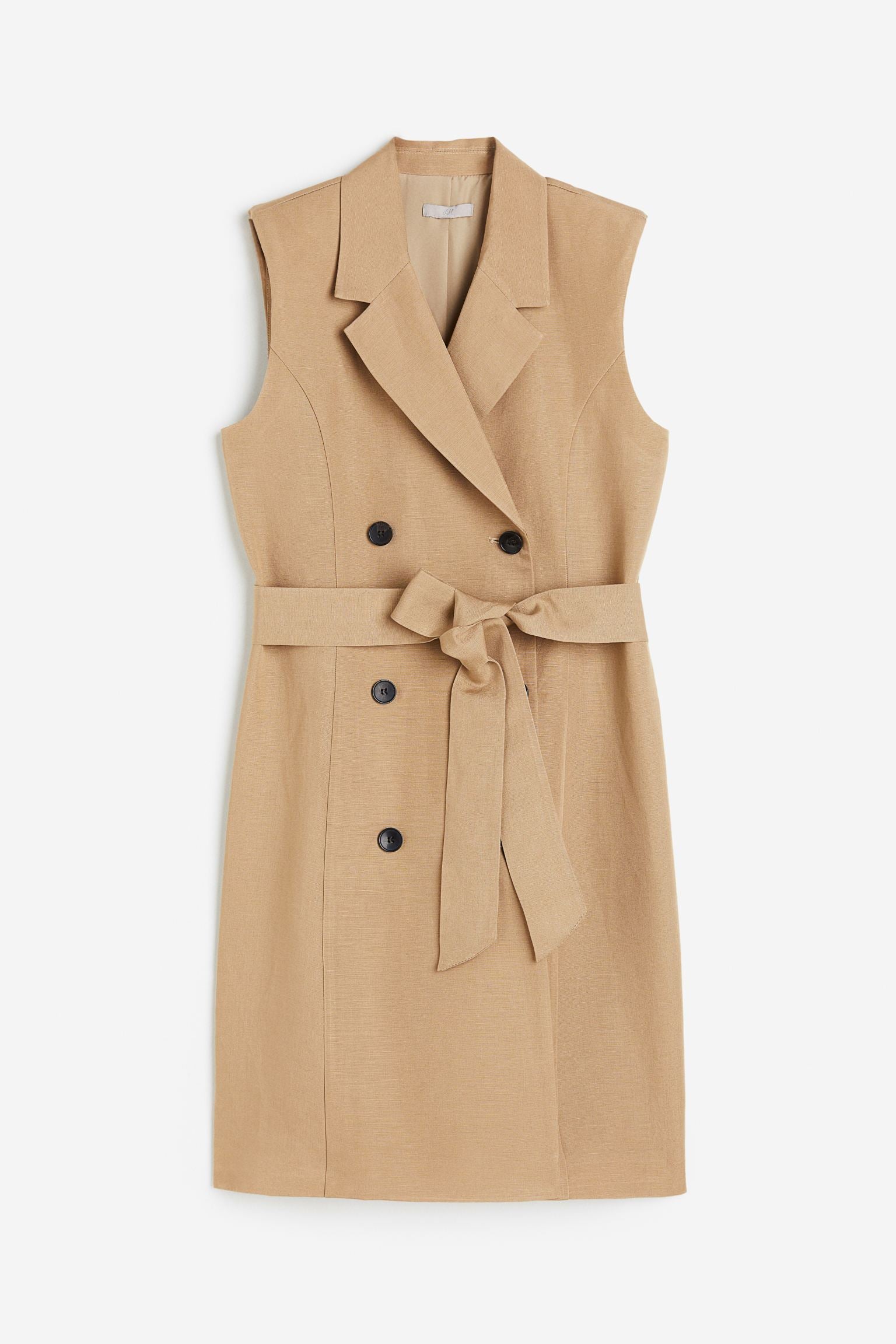 H&M Linen-blend Tie-belt dress, beige