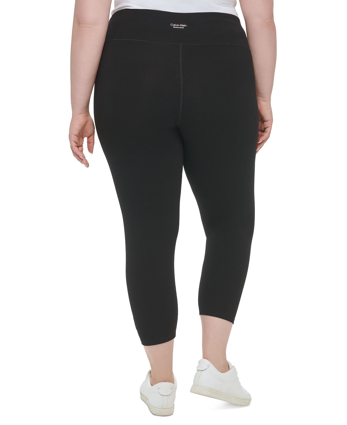 Plus Size Calvin Klein Logo High Rise Slip-on Leggings, Black