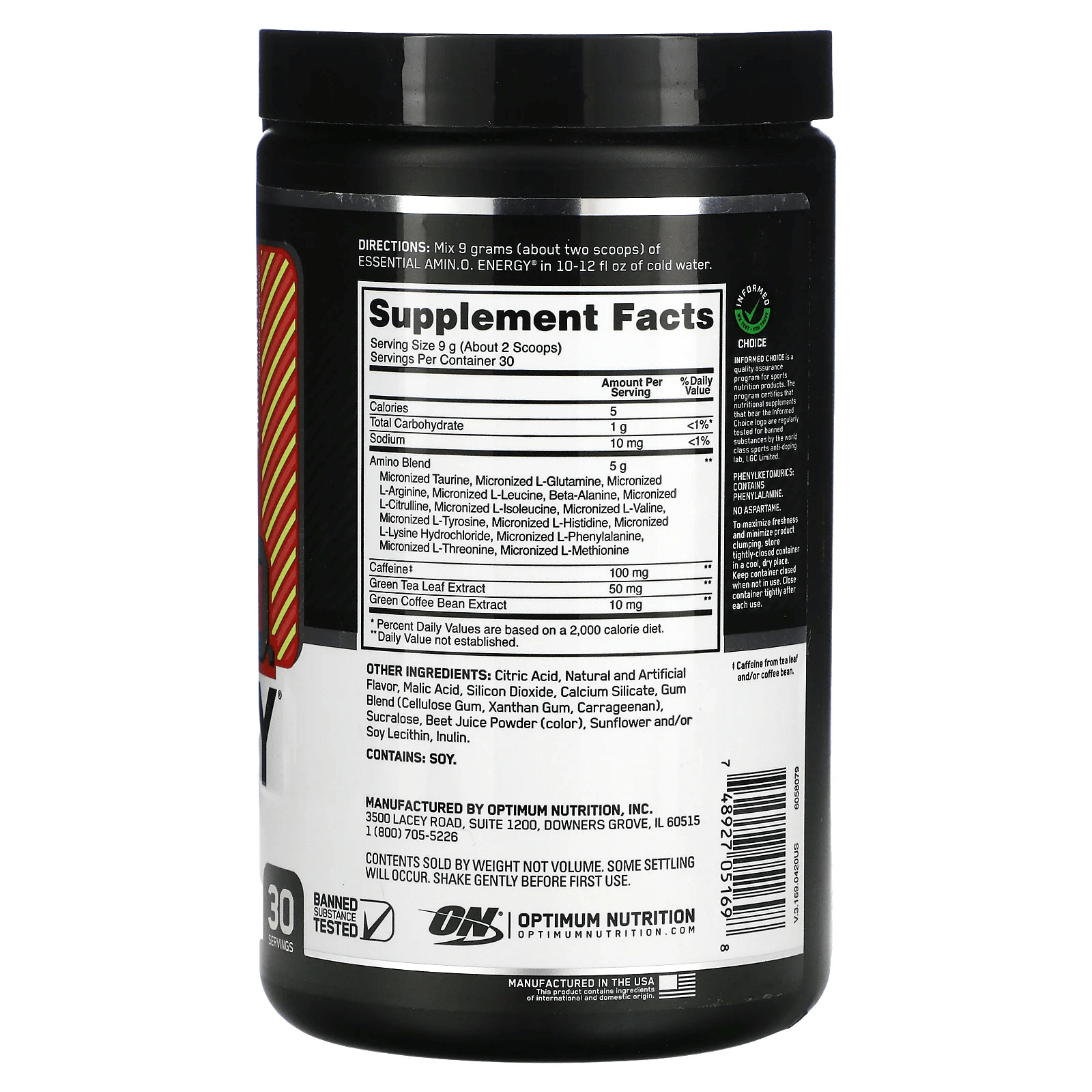 Optimum Nutrition - حمض أميني أساسي للطاقة بنكهة الفراولة والليمون، 270 جم