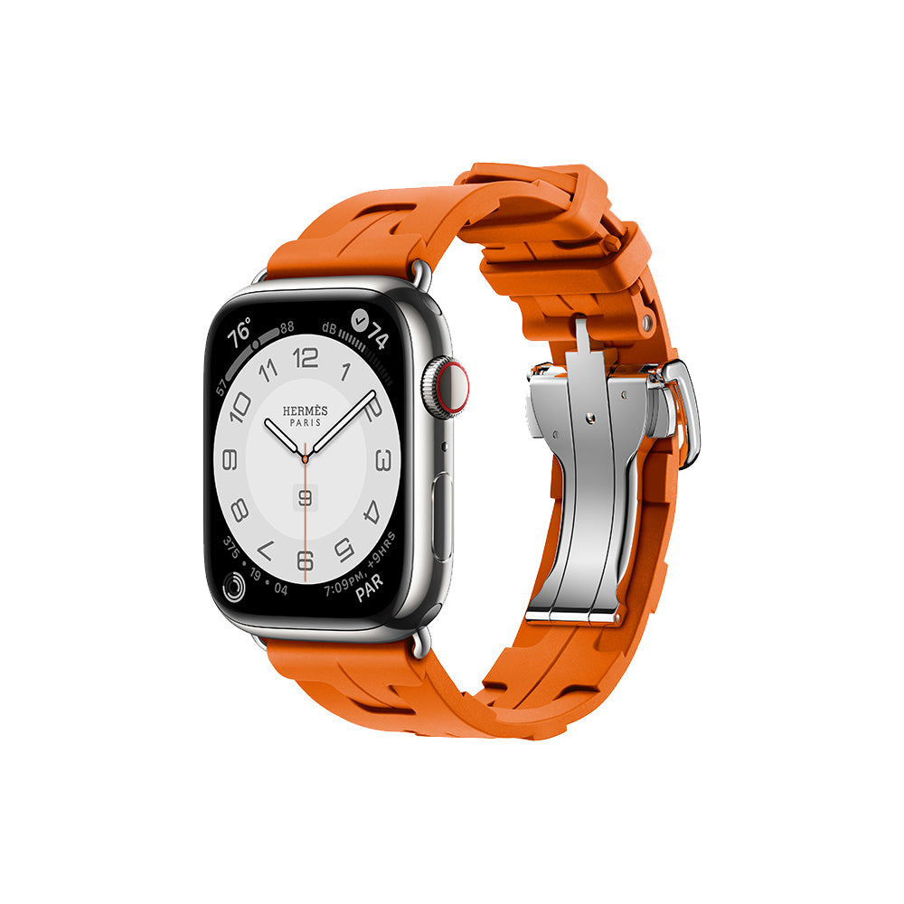 Smartwatch Apple Watch Series 9 Hermes (GPS + Cellular), 45mm, Silver Case/Orange Kilim Single Tour