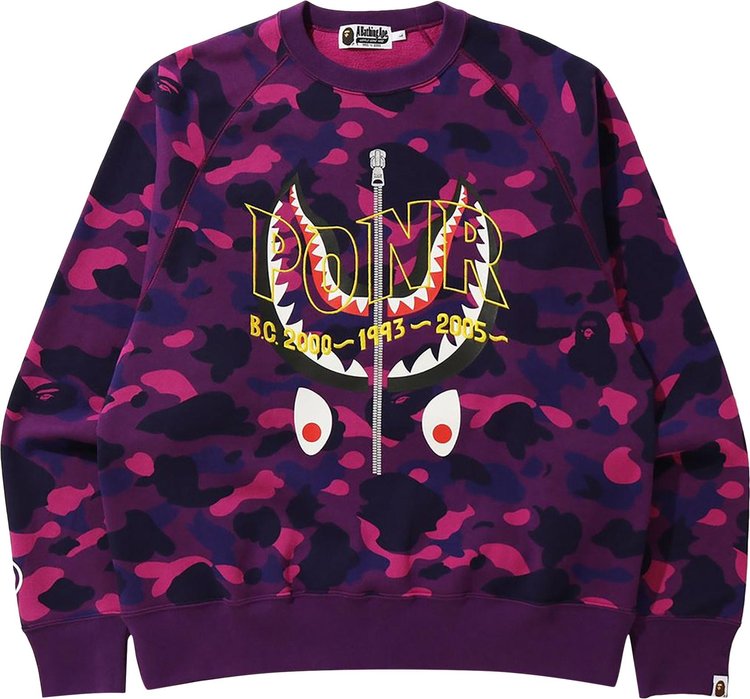 سويت شيرت BAPE Color Camo Shark Crewneck 'Purple'، أرجواني