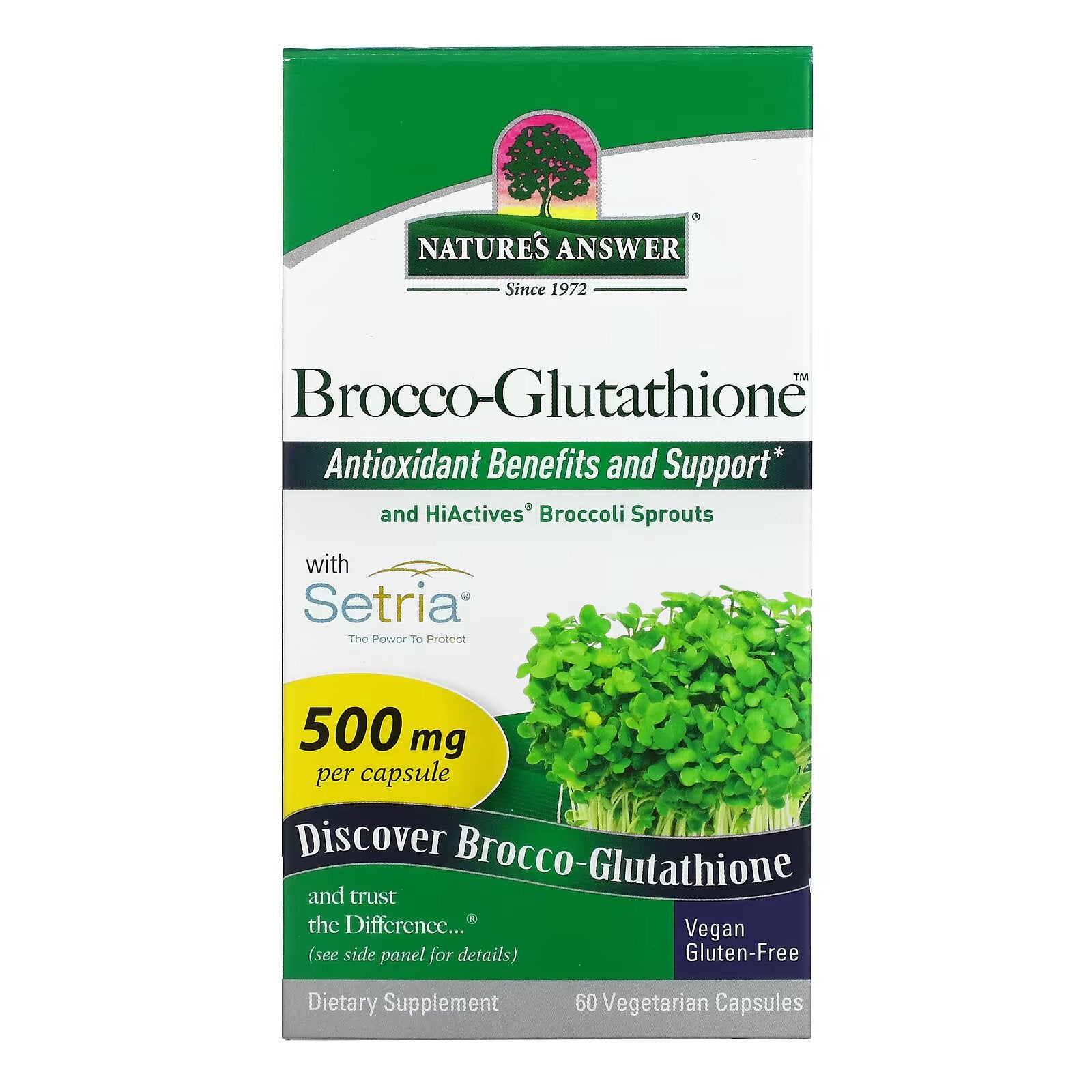 Nature's Answer, Brocco-Glutathione, Broccoli Glutathione, 500 mg 60 vegetable capsules