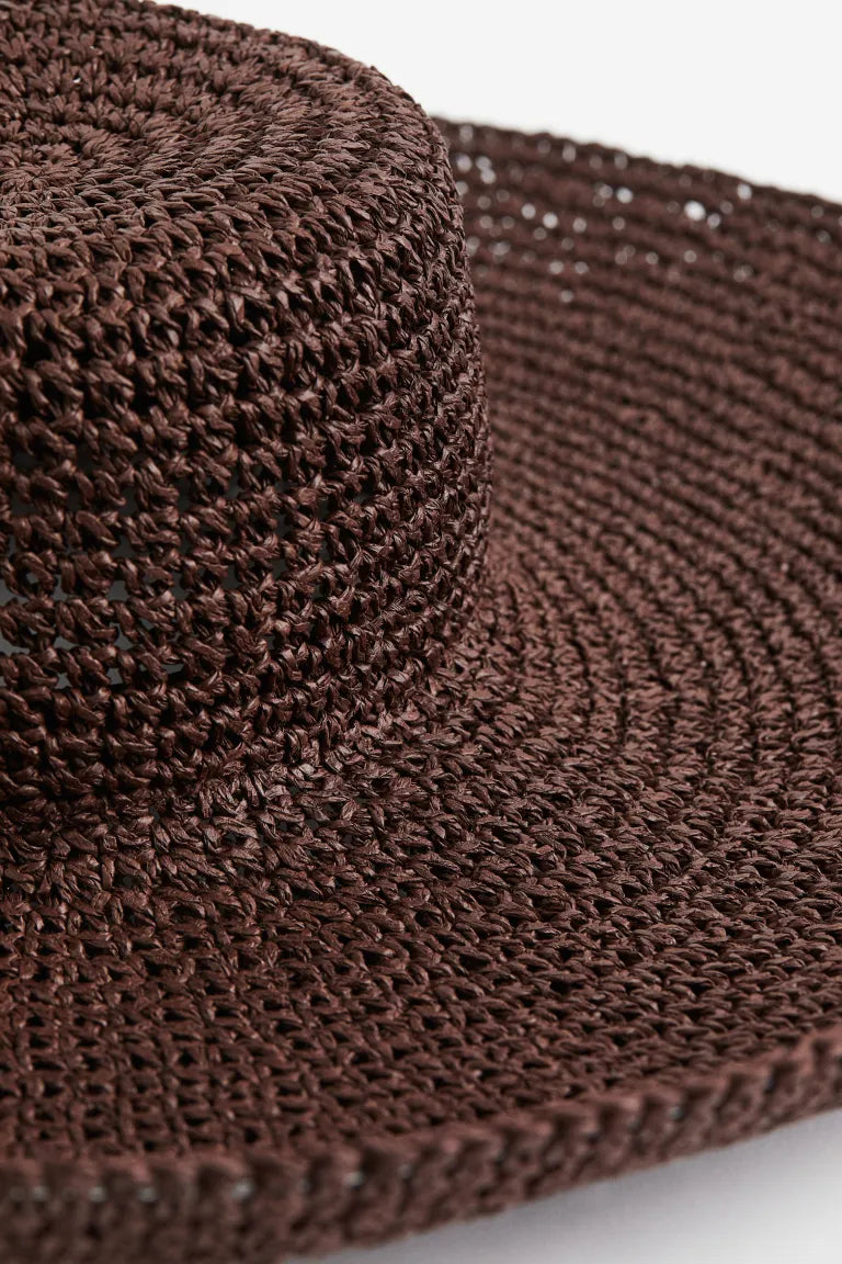 H&M wide brim straw hat, dark brown