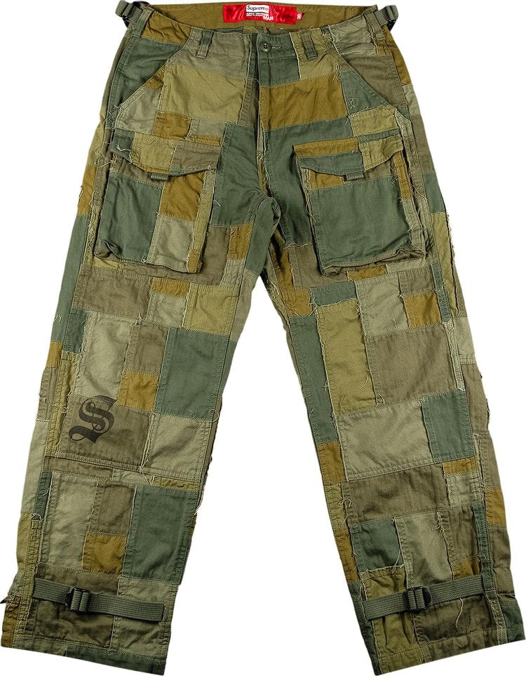 Supreme x Junya Watanabe x Comme des Garçons MAN Patchwork Cargo Pant زيتوني، أخضر