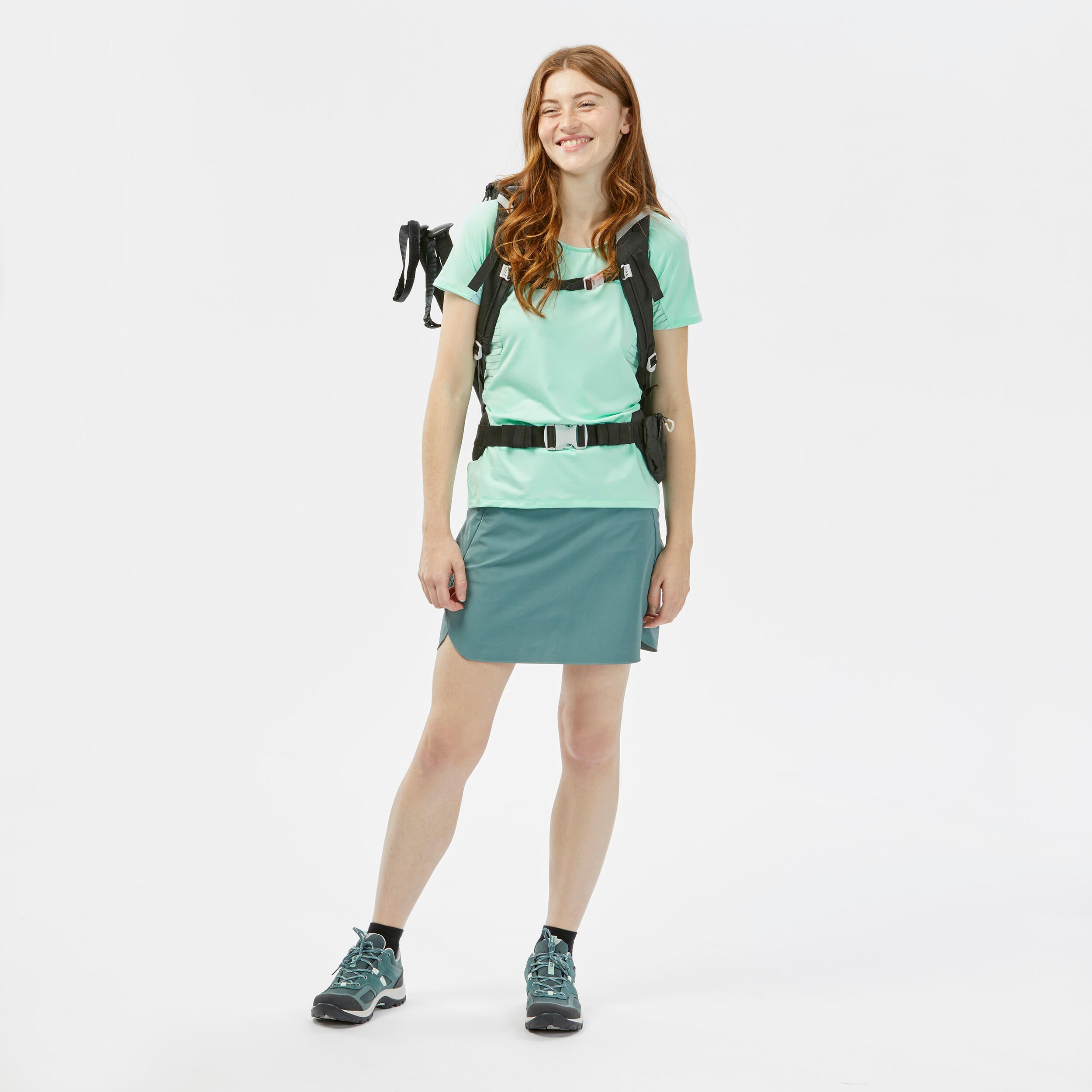 Women's short skirt Quechua MH500 for mountain hiking, turquoise