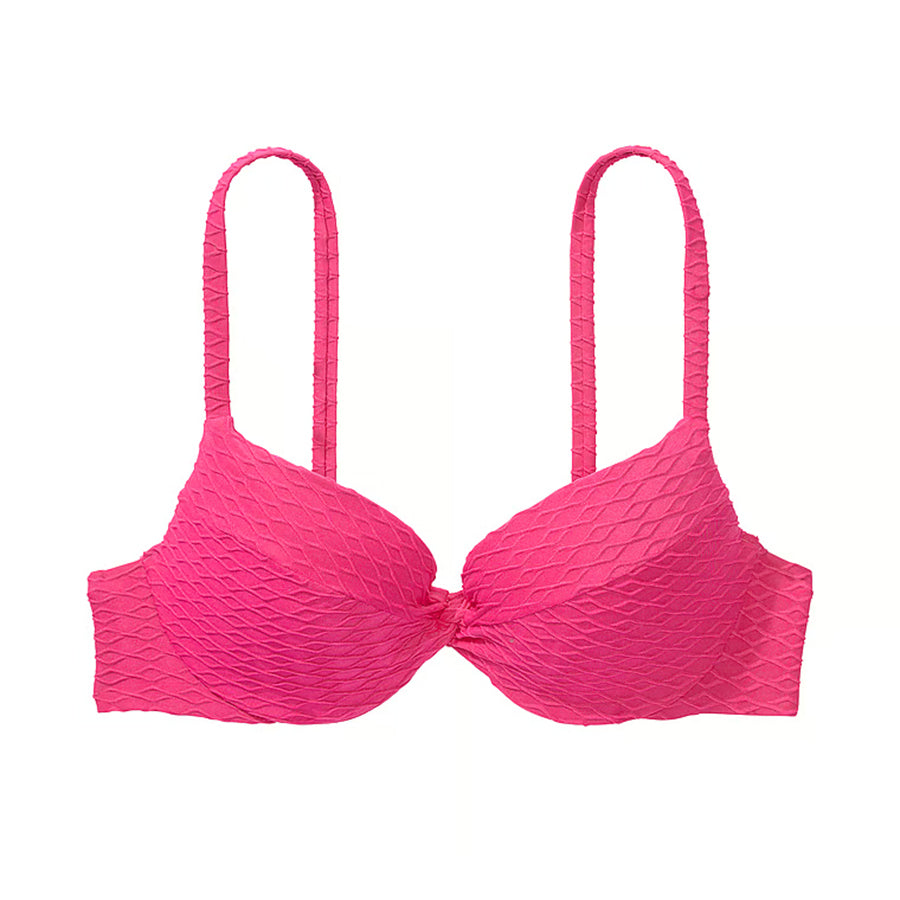 Victoria's Secret Swim Mix & Match Twist Push-Up Fishnet Bikini Top, pink