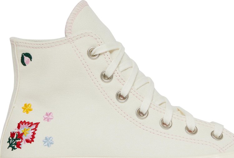 Converse Wmns Chuck Taylor All Star Lift Platform High Floral Embroidery Sneakers - Egret, cream