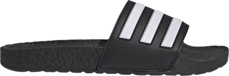 Adidas Adilette Boost Slides 'Black White Stripes' Sandals, Black