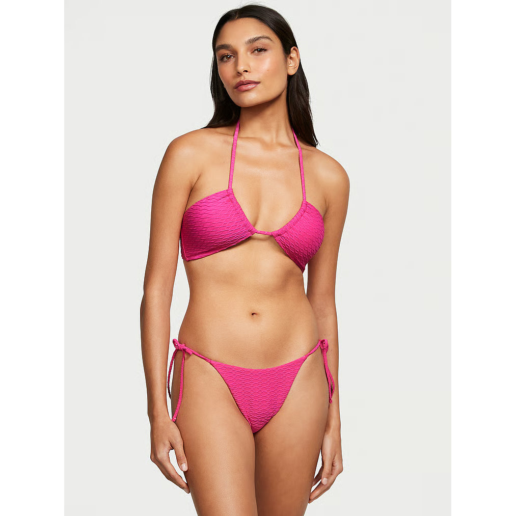 Victoria's Secret Swim Mix & Match Side-Tie Cheeky Fishnet Bikini Bottom, Pink