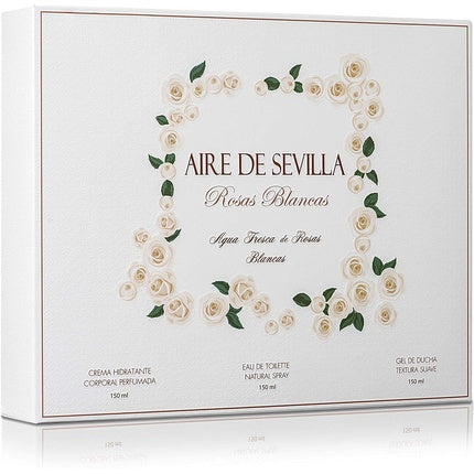 Instituto Espag±Ol Perfume set for women White roses - - Edt, Moisturizing cream Shower gel, Aire De Sevilla