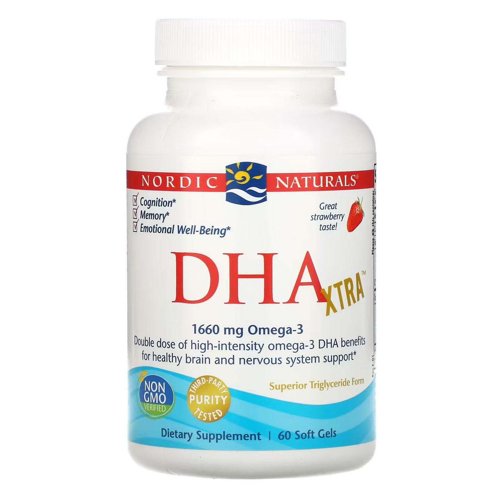 Nordic Naturals, DHA Xtra, Strawberry, 830 mg, 60 Softgels