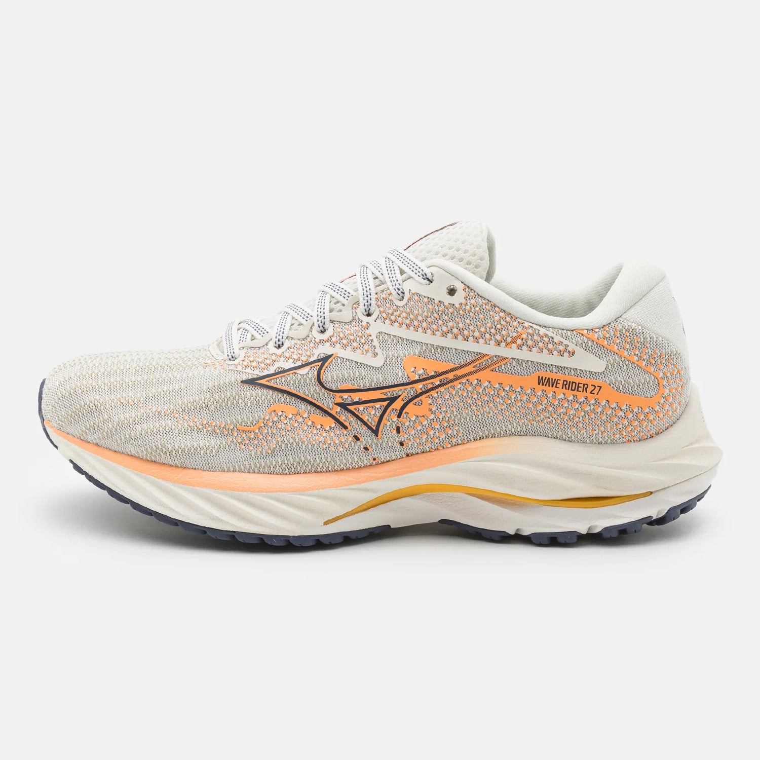 حذاء رياضي Mizuno Wave Rider 27 باللون الأبيض/المرجاني