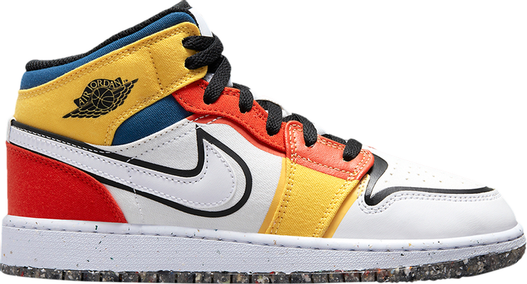 Air Jordan 1 Mid SE GS Multi-Color Canvas, White