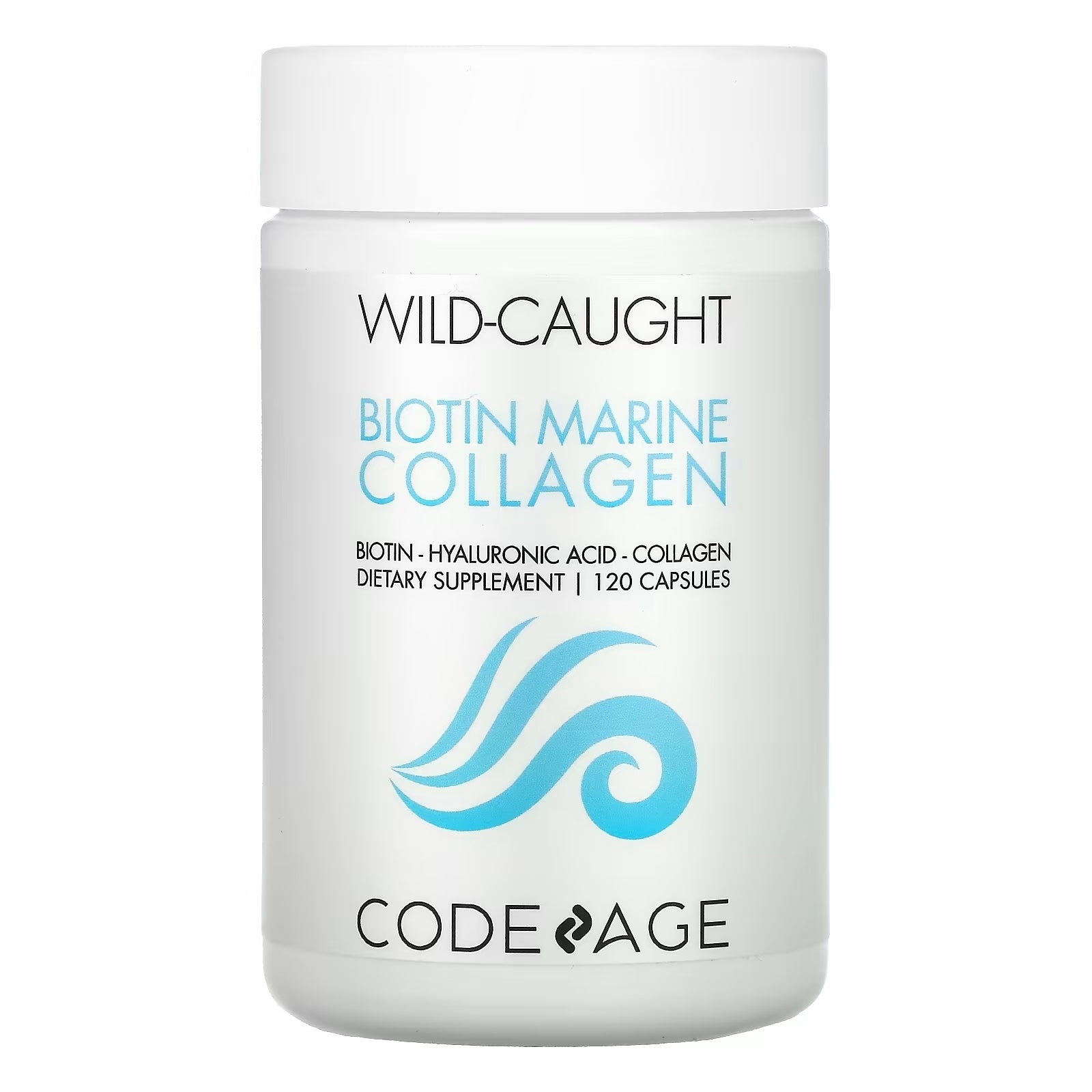 Codeage Wild Caught Marine Collagen with Biotin Hyaluronic Acid, 120 Capsules